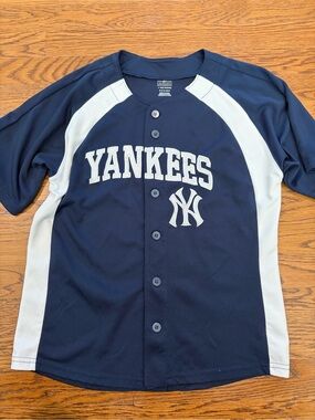 Youth New York Yankees Jersey 10/12 Team Athletics Navy White Embroidered